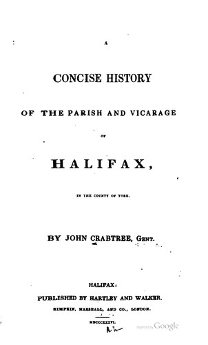 Cover for A concise history of the parish and vicarage of Halifax
