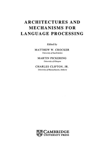 Cover for Architectures and Mechanisms for Language Processing