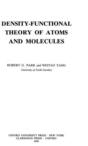 Cover for Density-functional theory of atoms and molecules