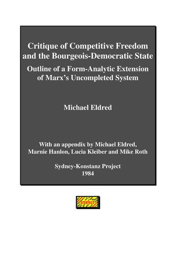 Cover for Critique of competitive freedom and the bourgeois-democratic state