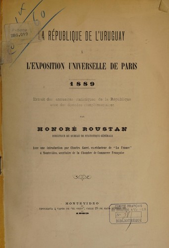 Cover for La république de l'Uruguay à l'Exposition universelle de Paris. 1889