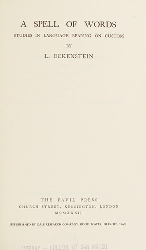 Cover for A spell of words