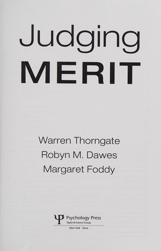 Cover for Judging merit
