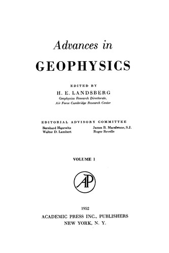 Cover for Advances in geophysics