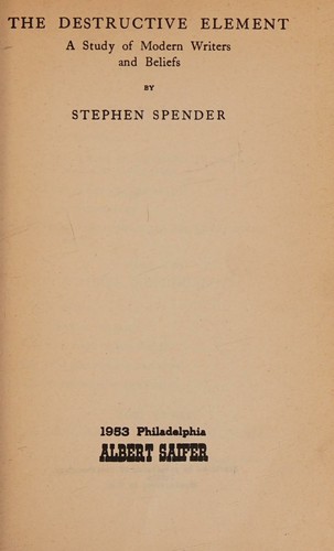 Cover for The destructive element