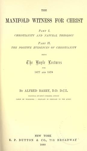 Cover for Manifold witness for Christ.