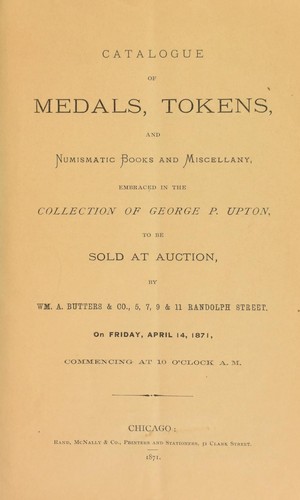 Cover for Catalogue of medals, tokens, and numismatic books ...