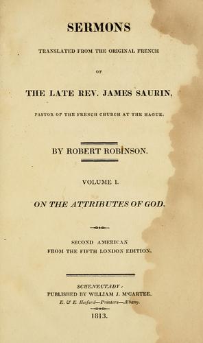 Cover for Sermons translated from the original French of the late Rev. James Saurin, pastor of the French church at the Hague