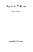 Cover for Linguistic criticism