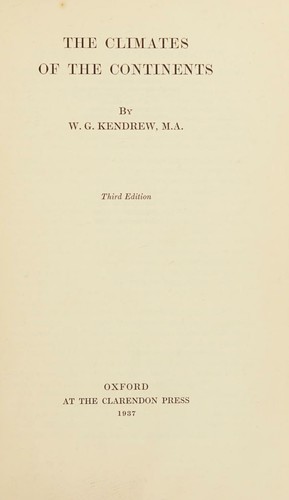Cover for The climates of the continents