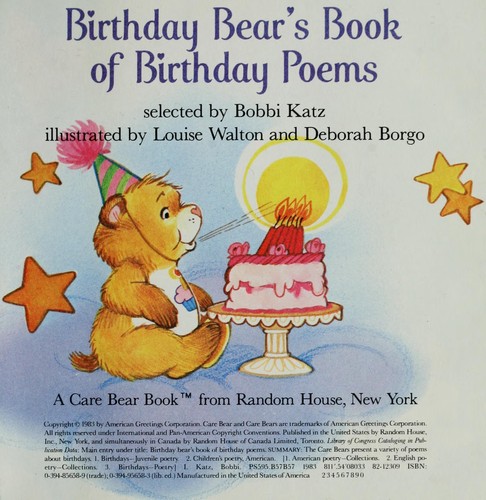 Cover for Birthday Bear's book of birthday poems
