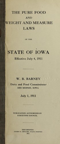 Cover for The pure food and weight and measure laws of the state of Iowa, effective July 4, 1911