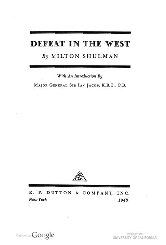Cover for Defeat In The West