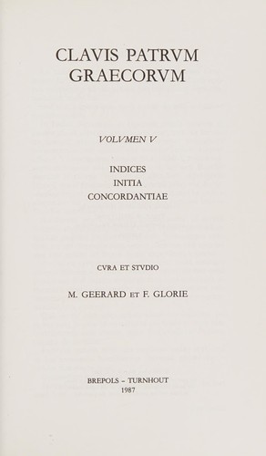 Cover for Clavis patrum graecorum