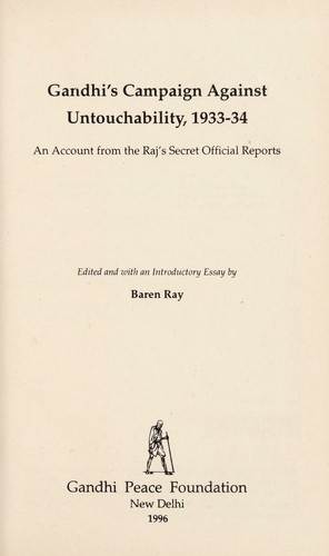 Cover for Gandhi's campaign against untouchability, 1933-34