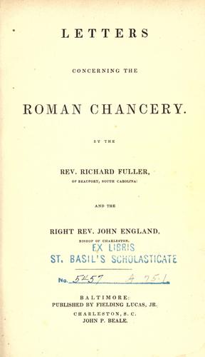 Cover for Letters concerning the Roman Chancery