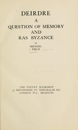 Cover for Deirdre ; A Question of memory ; Ras Byzance