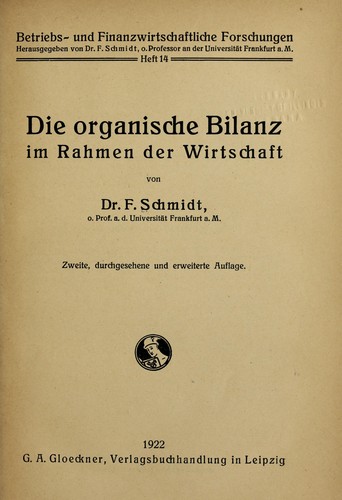 Cover for Die organische Bilanz im Rahmen der Wirtschaft