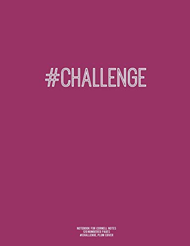 Cover for Notebook for Cornell Notes, 120 Numbered Pages, #CHALLENGE, Plum Cover