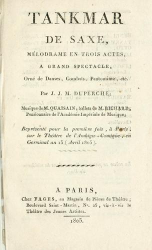 Cover for Tamkmar de Saxe