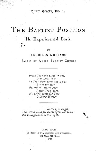 Cover for The Baptist position