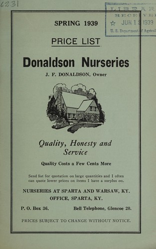 Cover for Price list, spring 1939