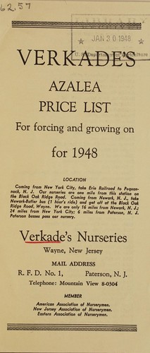 Cover for Verkade's azalea price list