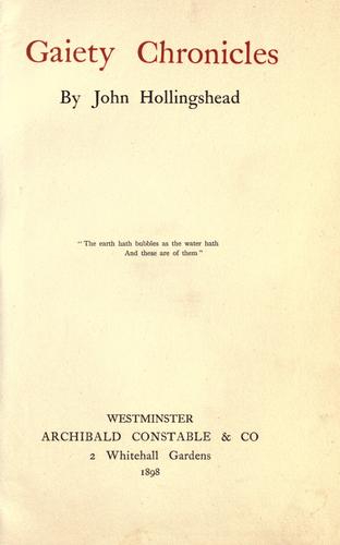 Cover for Gaiety chronicles
