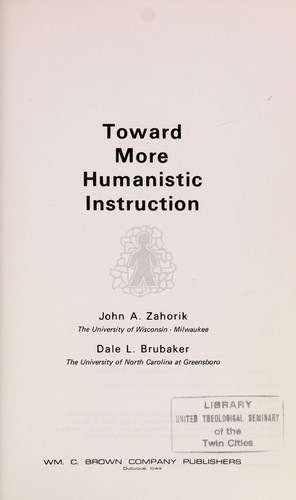 Cover for Toward more humanistic instruction