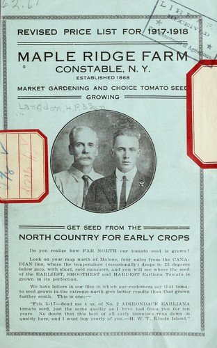 Cover for Revised price list for 1917-1918