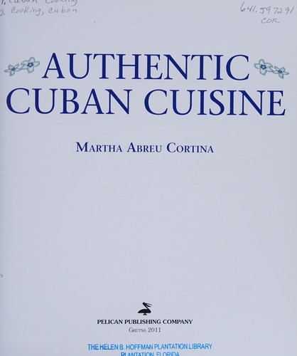 Cover for Authentic Cuban cuisine