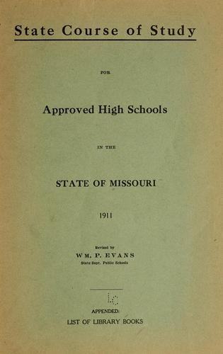 Cover for State course of study for approved high schools in the state of Missouri, 1911