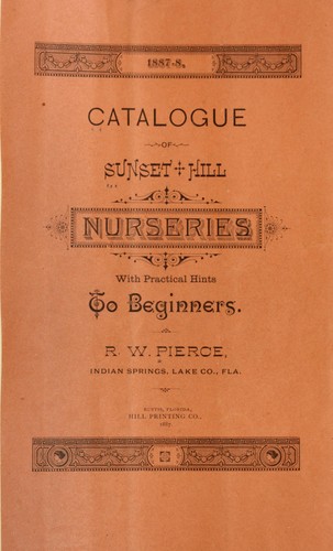 Cover for Price list of Sunset Hill Nurseries