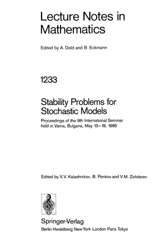Cover for Stability problems for stochastic models
