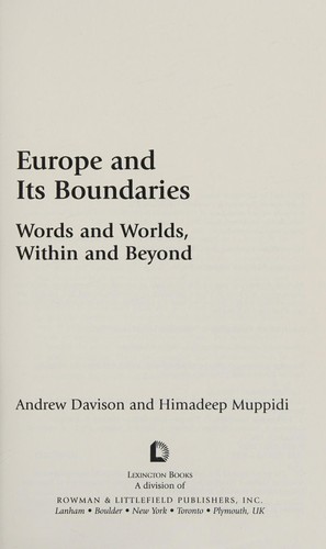 Cover for Europe and its boundaries