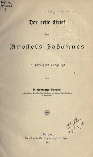 Cover for erste Brief des Apostels Johannes