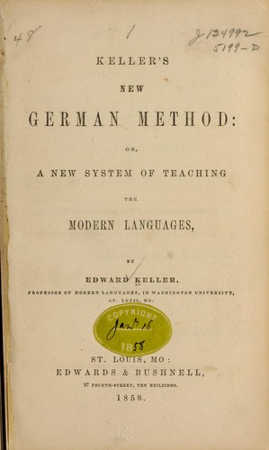 Cover for Keller's new German method