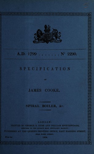 Cover for Specification of James Cooke