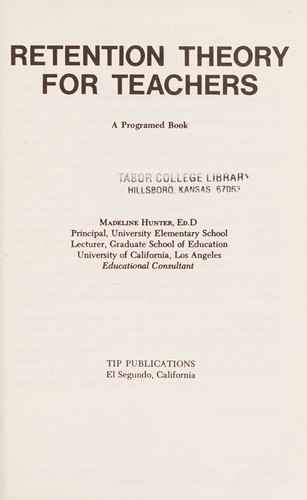 Cover for Retention theory for teachers