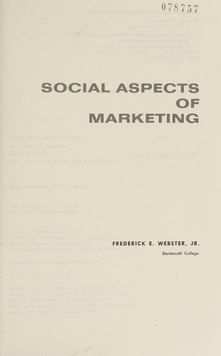 Cover for Social aspects of marketing
