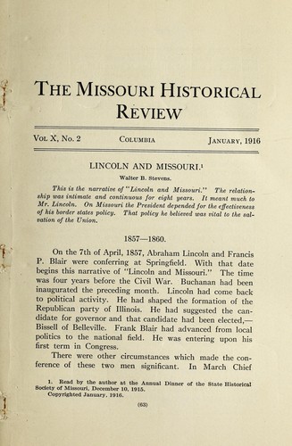Cover for The Missouri historical review
