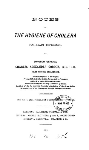 Cover for Notes on the hygiene of cholera
