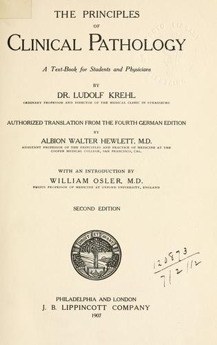 Cover for The principles of clinical pathology