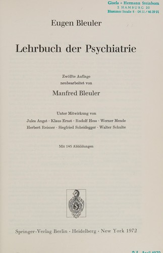 Cover for Lehrbuch der Psychiatrie