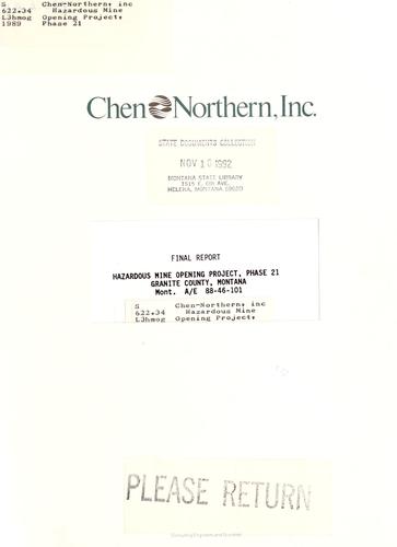 Cover for Hazardous Mine Opening Project, Phase 21