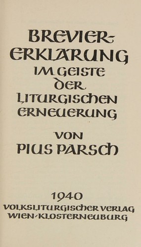 Cover for Breviererklärung im Geiste der liturgischen Erneuerung