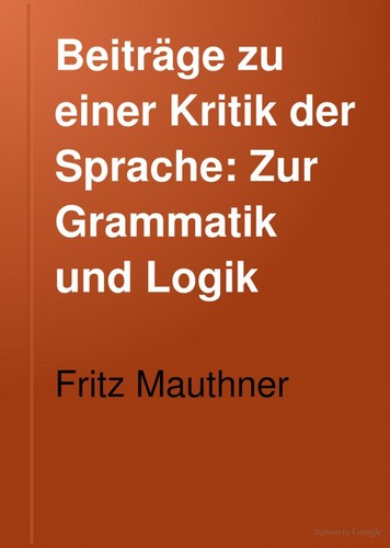 Cover for Zur Grammatik und Logik