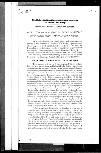 Cover for How best to learn to speak or teach a language