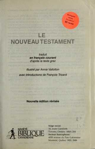 Cover for Le Nouveau Testament