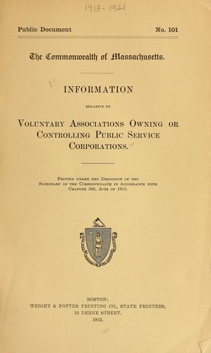 Cover for Information relative to voluntary associations owning or controlling public service corporations